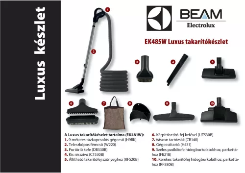 Electrolux Extra központi porszívó takarítókészlet EK485W