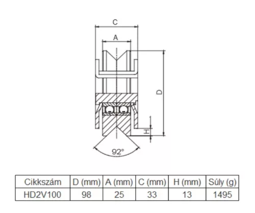 Kapukerék, süllyeszthető, furatos talppal, csapágyas, O profil kapuvasalat