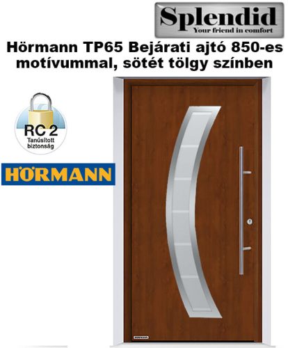 Hörmann bejárati ajtó  TP65 850 motívummal sötét tölgy színben