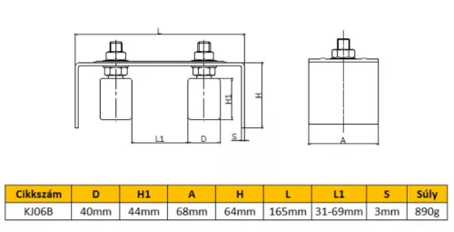Megvezető konzol 2 db állítható görgővel kapuvasalat