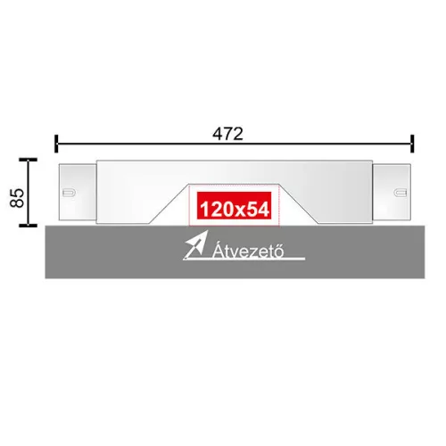 Keresztező, szellőztető, légtechnika megkerülő idom 120x54 mm
