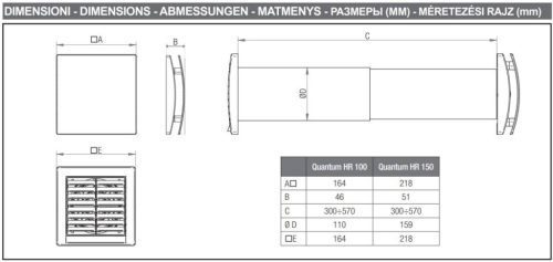 Aerauliqa Quantum HR-150 + SEN-HY-I egyhelyiséges hővisszanyerős szellőztető, páraérzékelővel