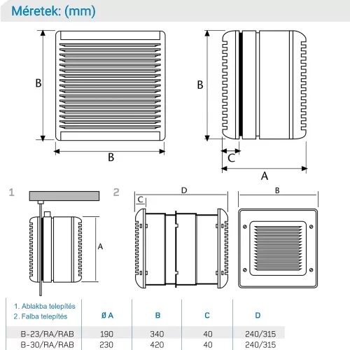 Cata B-30 RA szellőztető ventilátor