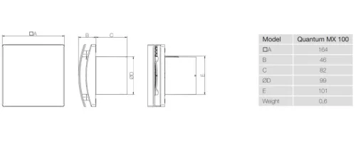 AERAULIQA Quantum MX-100 ventilátor utószellőztető és páraérzékelő funkcióval, multi speed funkcióval, fekete