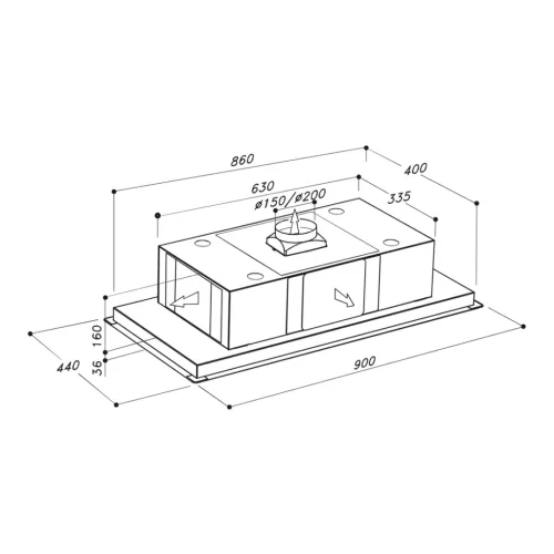 SIRIUS - Páraelszívó SLT-958 EM H200 TW (Inox) motor nélkül