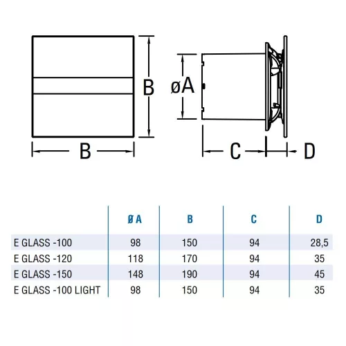Cata E-100M ventilátor metakrilát előlappal, fehér - A készlet erejéig rendelhető!