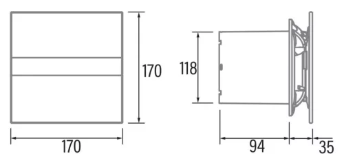Cata E-120G ventilátor üveg előlappal, fehér