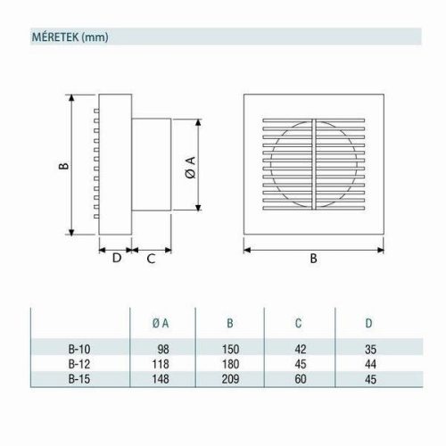 Cata B-10 Timer ventilátor utószellőztető funkcióval