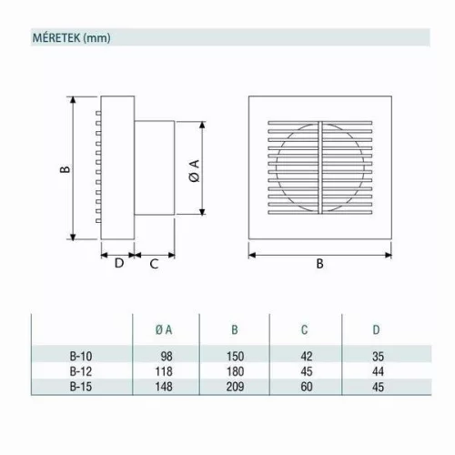 Cata B-10 Timer ventilátor utószellőztető funkcióval