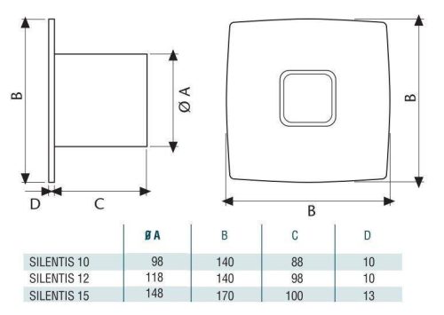 Cata Silentis 10 Inox ventilátor beépített pillangószeleppel