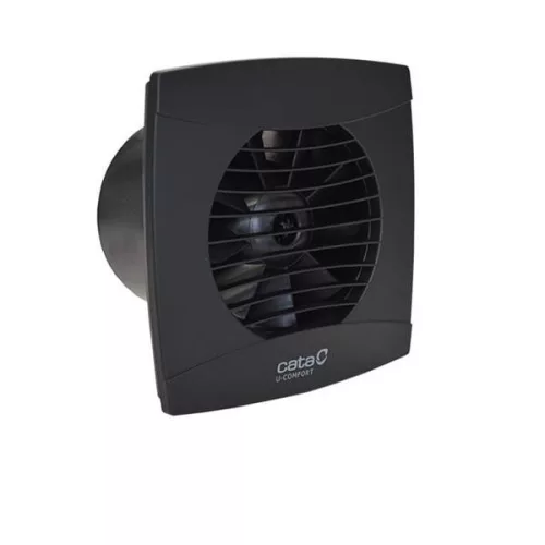 Cata UC-10 Timer fekete ventilátor utószellőztető funkcióval, pillangószeleppel