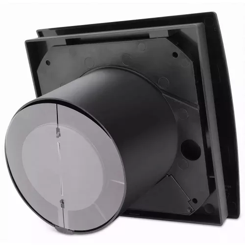 Cata UC-10 Silentis Hygro fekete ventilátor utószellőztető és páraérzékelő funkcióval, fordulatszám állítási lehetőséggel, dekoratív előlappal, pillangószeleppel