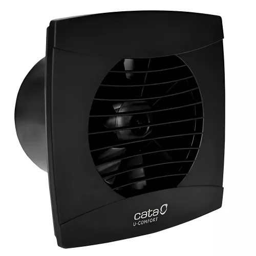 Cata UC-12 Timer fekete ventilátor utószellőztető funkcióval, pillangószeleppel
