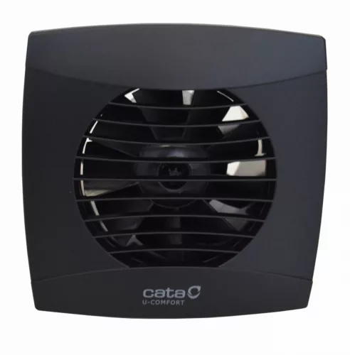 Cata UC-12 Timer fekete ventilátor utószellőztető funkcióval, pillangószeleppel