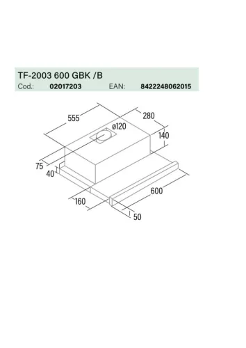 CATA - Páraelszívó TF-2003/60 LED BLACK GLASS