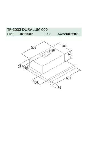 CATA - Páraelszívó TF-2003/60 LED duralum