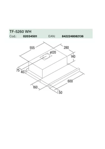 Cata - Páraelszívó TF-5260 WH/L fehér (2 motoros) + FA125/3 bekötő szett