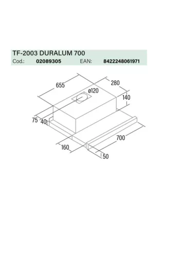 CATA - Páraelszívó TF-2003/70 LED duralum