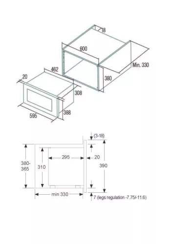 CATA - Beépíthető mikrohullámú sütő MC-20 D BK fekete 
