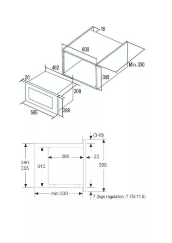 CATA - Beépíthető mikrohullámú sütő MC-20 M BK fekete
