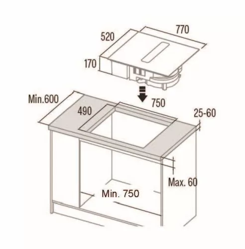 CATA - IAS-7024 FLOW-IN indukciós főzőlap beépített elszívóval