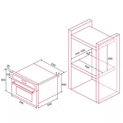 NODOR - Beépíthető mikrohullámú sütő NorChef MW-4800 CU