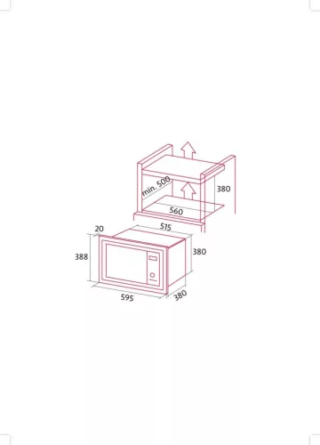 NODOR - Beépíthető mikrohullámú sütő NorChef MW-25 DG CU