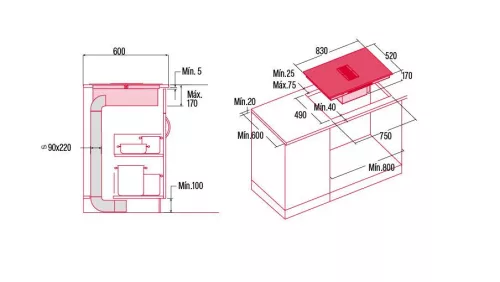 NODOR - NorCoock N8426 IS BK FLOW-IN indukciós főzőlap beépített elszívóval