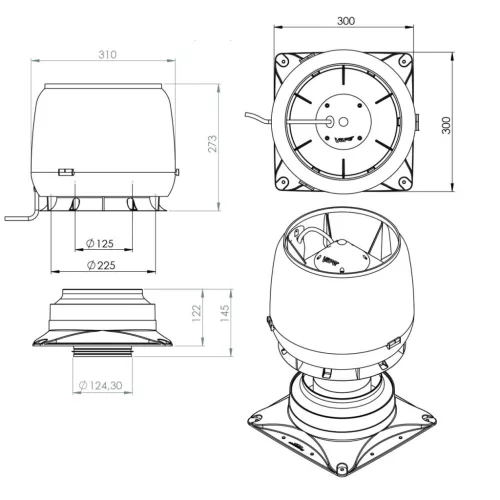 VILPE E190S tetőventilátor + IS, vörös
