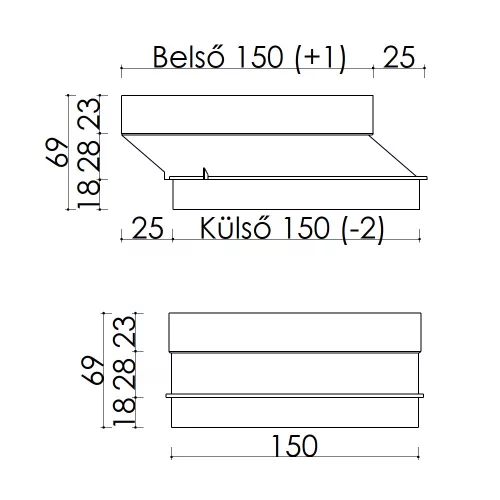 AIRA - Excentrikus adapter (csőcsonk) Ø150 mm RONDO és PLANO 210 sorozathoz