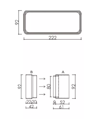 AIRA - Légtechnikai elem lapos csatorna adapter Quadro sorozathoz 