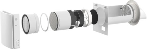 HOLTOP/AIRWOODS AV-TTW5-W SH7IE egyhelyiséges hővisszanyerős szellőztető, páraérzékelővel, automata zsaluval, WiFi-vel, kültéri hangcsillapító elemmel