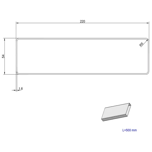 Elica - Lapos csatorna 218X55 mm, hossz: 500 mm