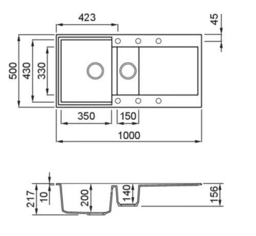 ELLECI - Gránit mosogatótálca Easy 475 G59 Antracite