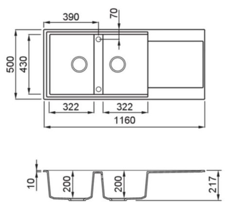 ELLECI - Mosogatótálca Easy 500 G62 Bianco Antico