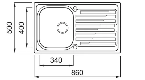 ELLECI - Mosogatótálca Sky 400 SX inox medence bal oldalt