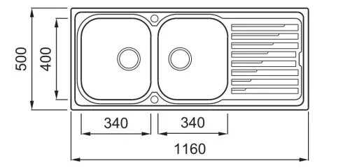 ELLECI - Mosogatótálca Sky 500 DX inox medence jobb oldalt
