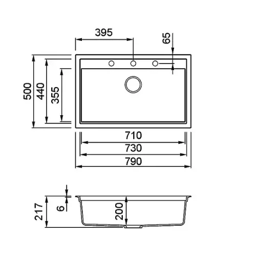 ELLECI - Mosogatótálca Sintesi 130 K99 Concrete fekete tartozékokkal