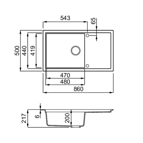 ELLECI - Mosogatótálca Sintesi 410 K99 Concrete fekete tartozékokkal