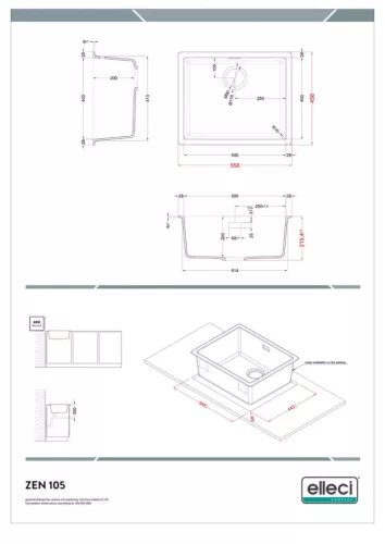 ELLECI - Mosogatótálca Zen 105 K99 Concrete