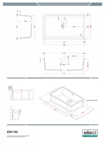 ELLECI - Mosogatótálca Zen 130 K96 White