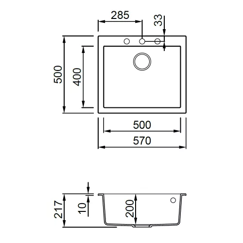 ELLECI - Gránit mosogatótálca Quadra 105 M79 Aluminium