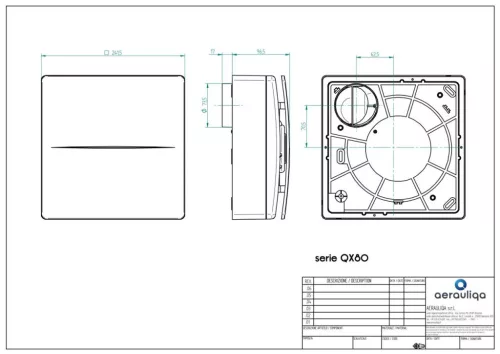 Aerauliqa QX-80 ventilátor, magas nyomásértékkel, beépített pillangószeleppel