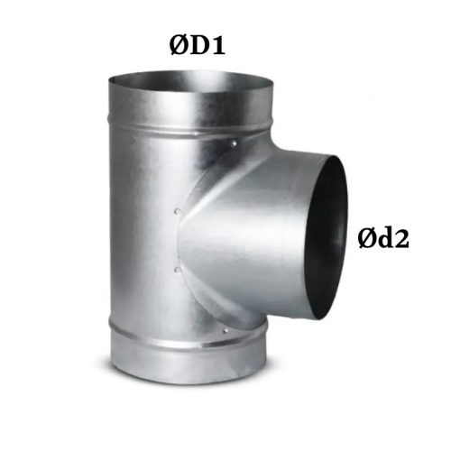 TPC T-idom Ø200x125 tömítés nélkül, horganyzott acél