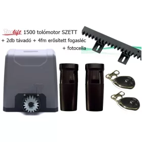 Torlift 1500 tolókapu, úszókapu kapunyitó szett + 2db távirányító + 4fm erősített fogasléc + fo