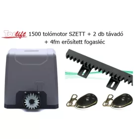   Torlift 1500 tolókapu, úszókapu kapunyitó szett + 2db távirányító + 4fm erősített fogasléc