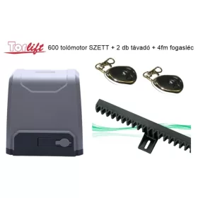   Torlift 600 tolókapu, úszókapu kapunyitó szett + 2db távirányító + 4fm fogasléc