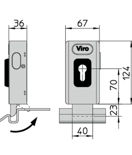 Univerzális elektromos kapunyitó, garázskapu zár hengerzárral, függőleges szerelés V06, 24V