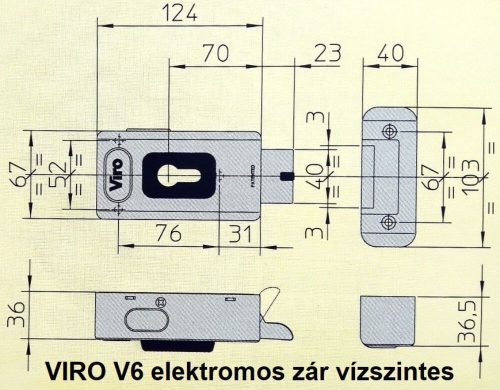 Univerzális elektromos garázskapu, kapunyitó zár hengerzárral, vízszintes szerelés V06 ANTRACIT