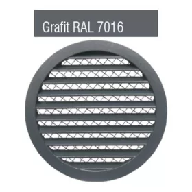 Alumínium szellőztető, légtechnika rács biztonsági rovarhálóval GRAFIT RAL 7016 színben